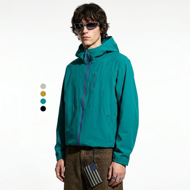 Newin-Outdoor Colorblock Hooded Light Jacket