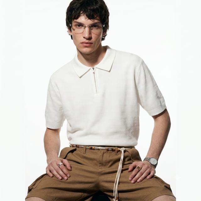 Newin-Quarter-Zip Knit Polo Shirt