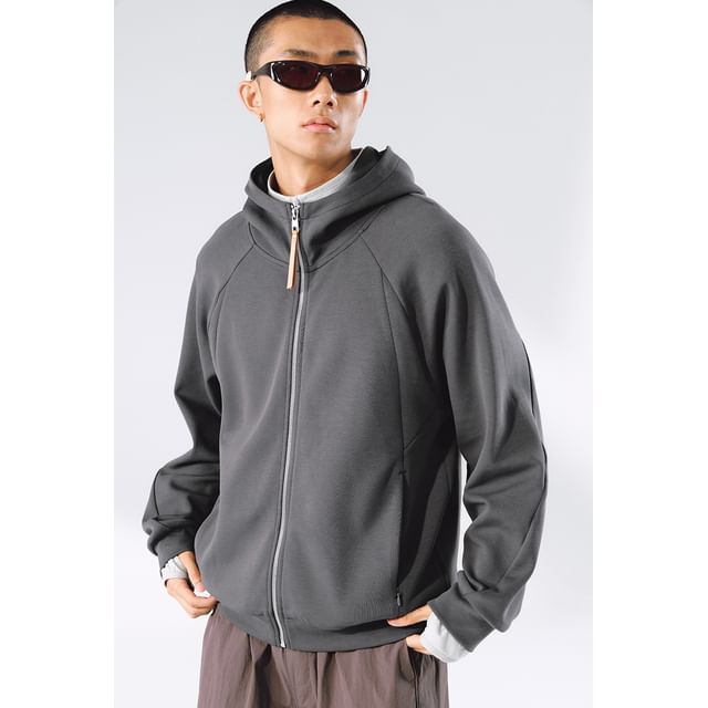 Newin-Stand Collar Plain Zip Hoodie