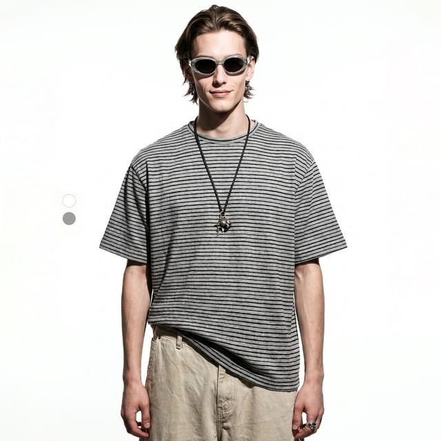 Newin-Striped Loose T-Shirt