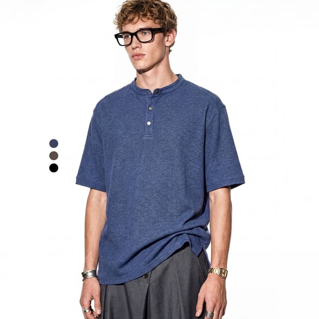 Newin-Waffle Oversized Henley T-Shirt
