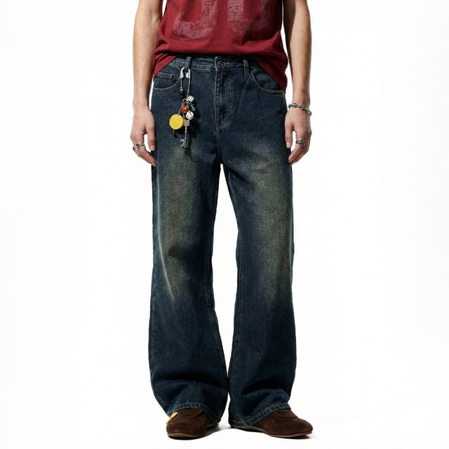 Newin-Washed Straight-Cut Flared Jeans