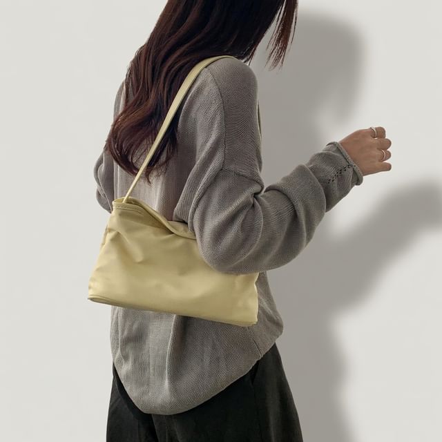 NewTown-Plain Fabric Shoulder Bag