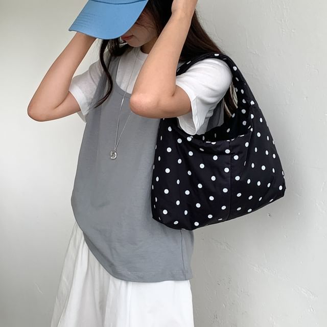 NewTown-Polka Dot Fabric Shoulder Bag