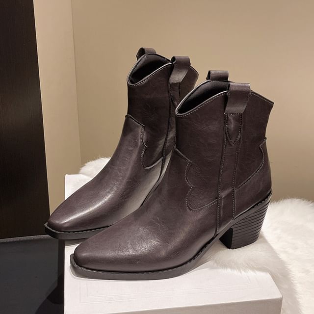 Nikao-Block Heel Cowboy Short Boots