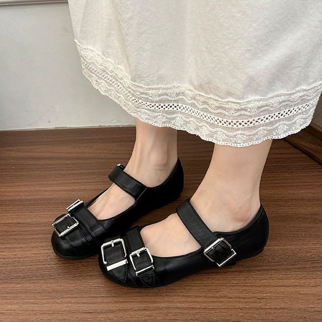 Nikao-Buckled Mary Jane Flats