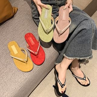 Nikao-Faux Pearl Flip Flops