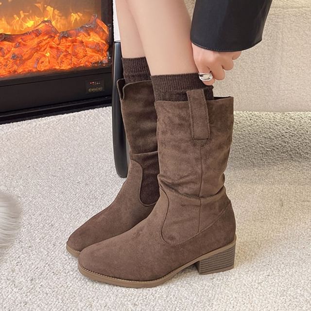 Nikao-Faux Suede Mid Calf Boots