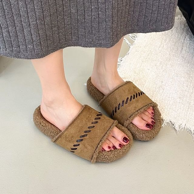 Nikao-Fleece-Lined Slide Sandals