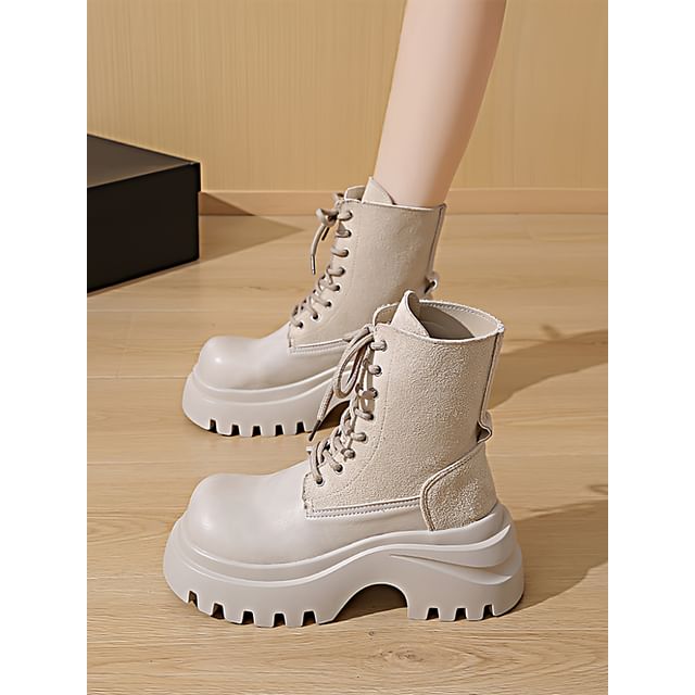 Nikao-Lace-Up Platform Short Boots
