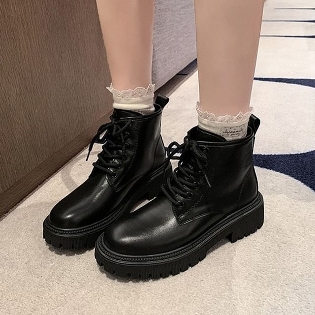 Nikao-Lace-Up Platform Short Boots