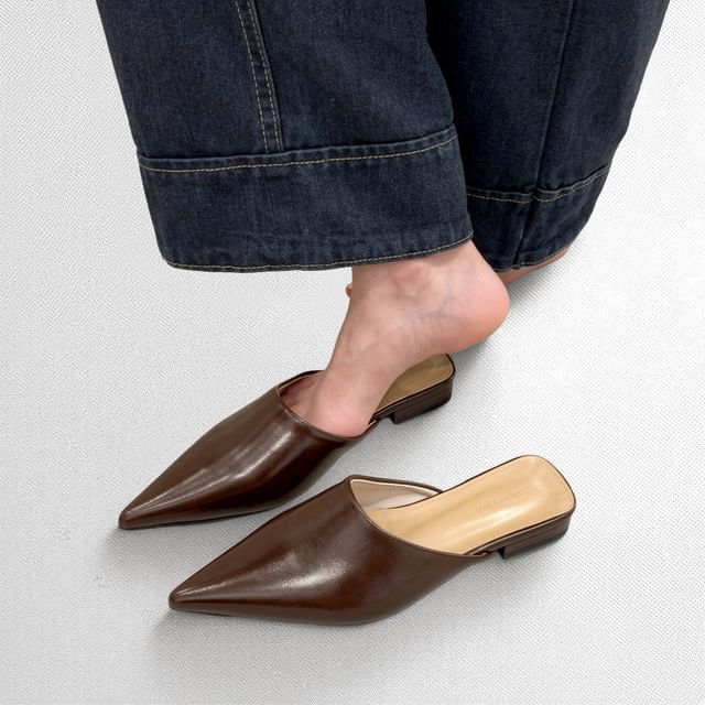 Nikao-Low Heel Pointed Mules