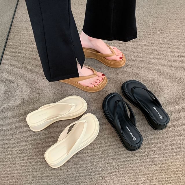 Nikao-Plain Platform Flip-flops