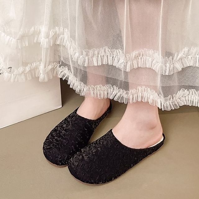 Nikao-Plain Ruched Mules