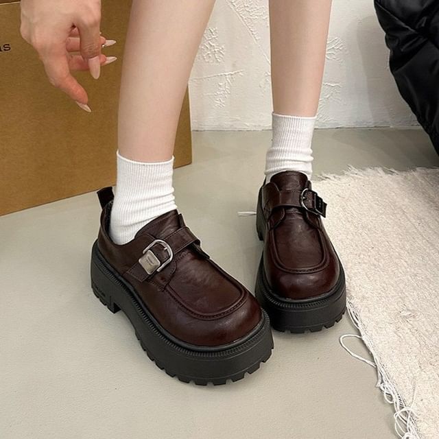 Nikao-Platform Buckled Shoes