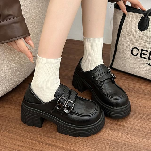 Nikao-Platform Buckled Shoes