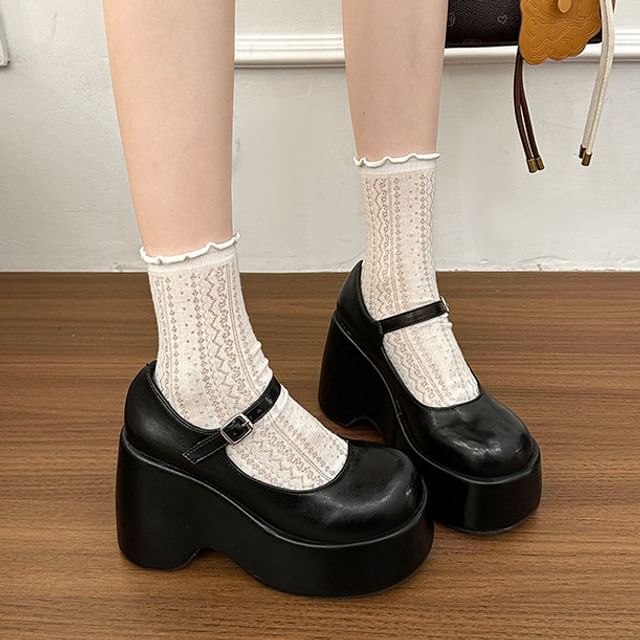 Nikao-Platform Wedge Mary Jane Pumps