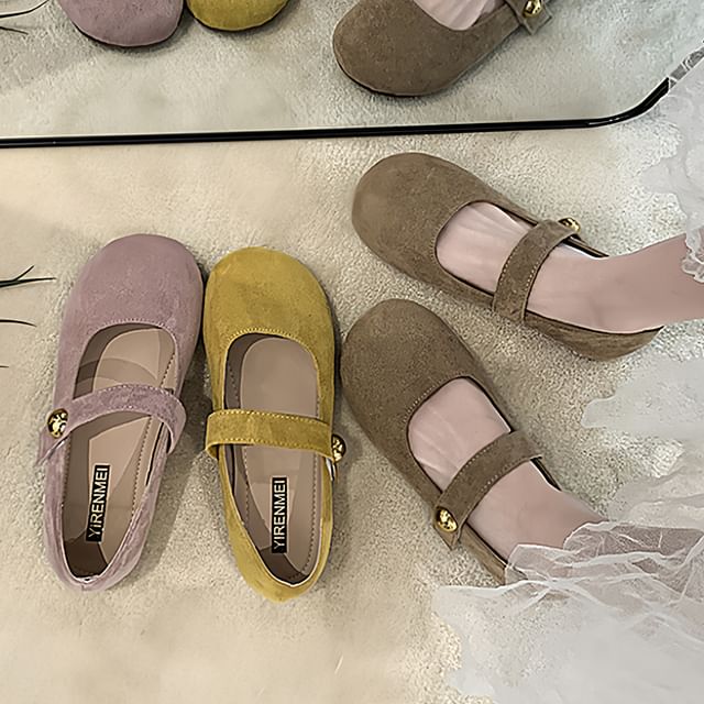 Nikao-Round Toe Plain Mary Jane Shoes