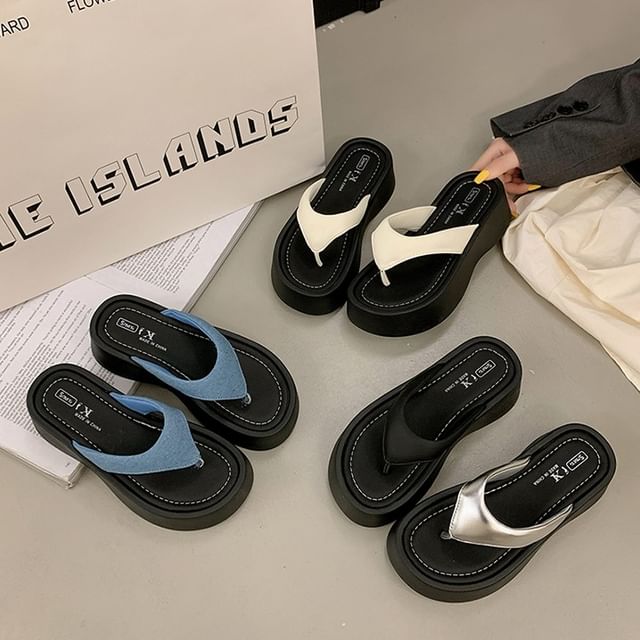 Nikao-Two-Tone Platform Flip-flops