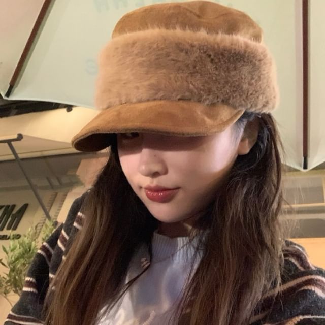 Nikifa-Fleece Panel Newsboy Cap