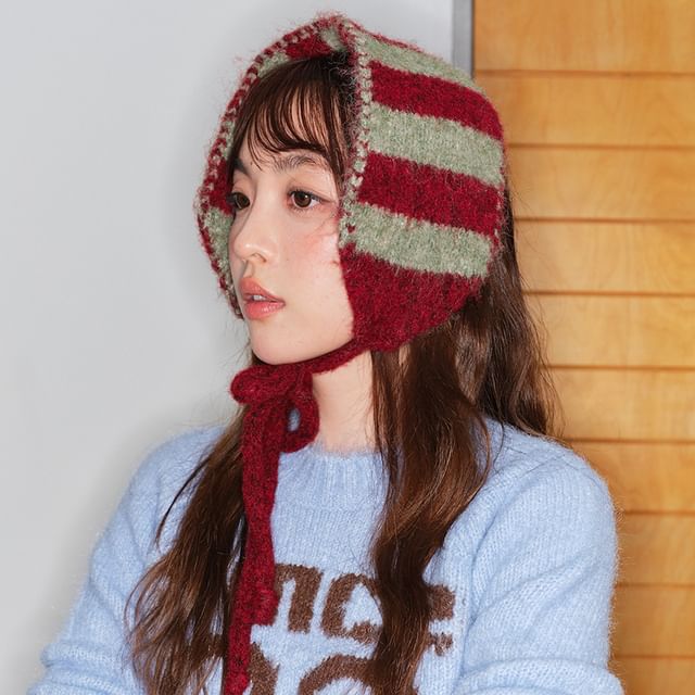 Nikifa-Striped Knit Ear Muffs