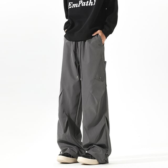 Ninine-High Waist Plain Wide Leg Pants