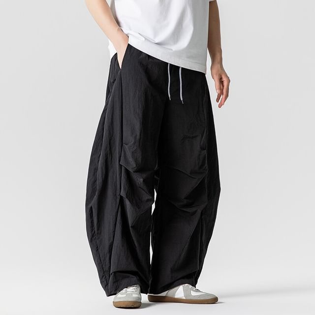 Ninine-High Waist Plain Wide Leg Pants