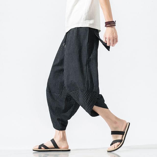 Ninine-High Waist Striped Harem Pants