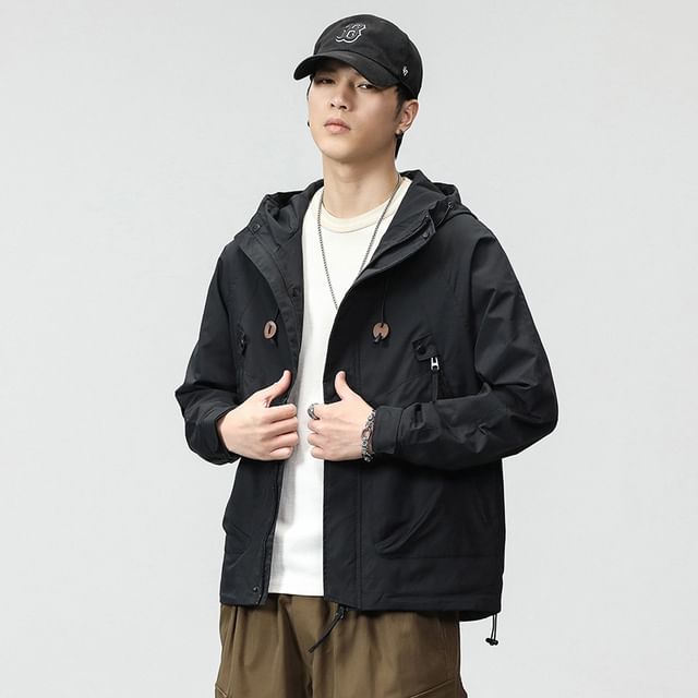 Ninine-Hooded Zip-Up Utility Jacket