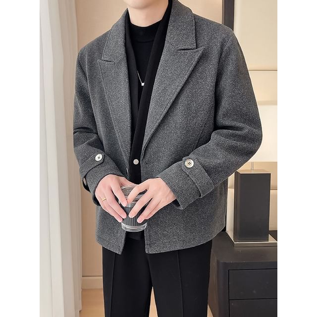 Ninine-Lapel Collar Plain Single Breasted Blazer