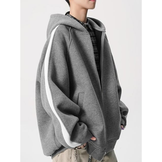 Ninine-Two Tone Panel Zip Hoodie