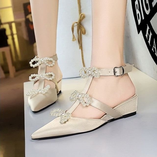 Niuna-Ankle Strap Beaded Balletcore Sandals