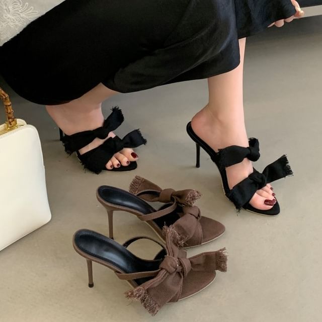 Niuna-High Heel Pointed Knot Sandals