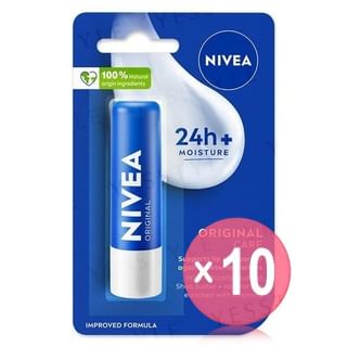 NIVEA-24h Original Care Moisture Caring Lip Balm 10pcs Bundle Set