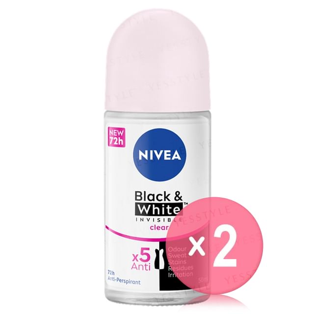 NIVEA-Black White Invisible Clear Deodorant Roll On 2pcs Bundle Set