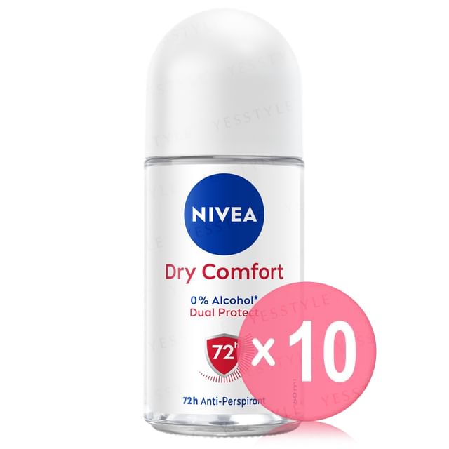 NIVEA-Dry Comfort Dual Protect Deodorant Roll On 10pcs Bundle Set