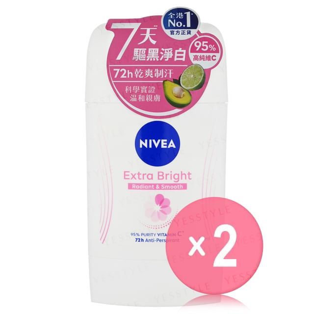 NIVEA-Extra Bright Radiant Smooth Anti-Perspirant Stick 2pcs Bundle Set