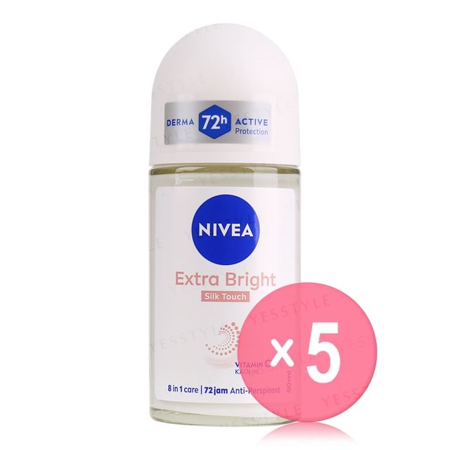 NIVEA-Extra Bright Silk Touch Vitamin C Kaolin Deodorant Roll On 5pcs Bundle Set