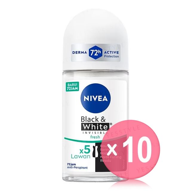 NIVEA-Invisible Black White Fresh Deodorant Roll On 10pcs Bundle Set