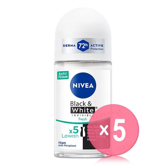 NIVEA-Invisible Black White Fresh Deodorant Roll On 5pcs Bundle Set