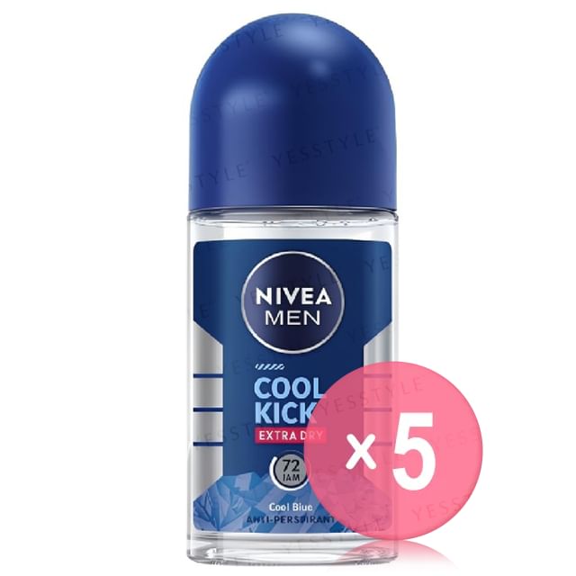 NIVEA-Men Cool Kick Extra Dry Cool Blue Deodorant Roll On 5pcs Bundle Set