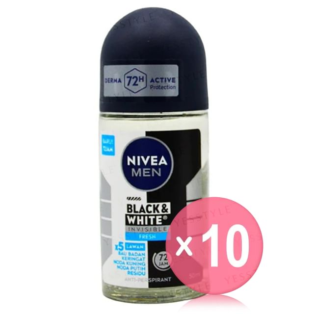 NIVEA-Men Invisible Black White Fresh Deodorant Roll On 10pcs Bundle Set