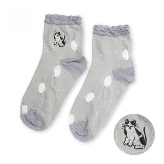 noafamily-Cat Dot Socks Grey