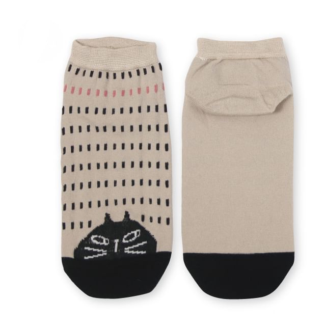 noafamily-Cat Short Socks Beige