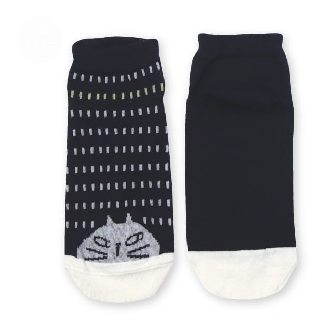 noafamily-Cat Short Socks Navy