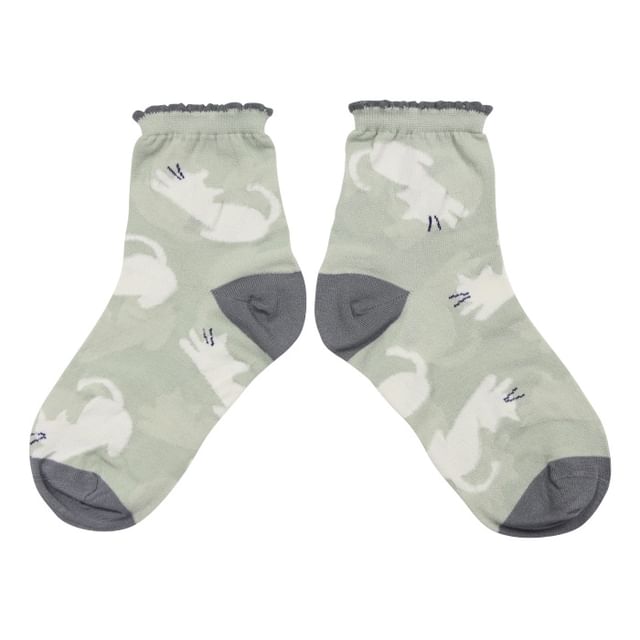 noafamily-Cat Socks Sage Green