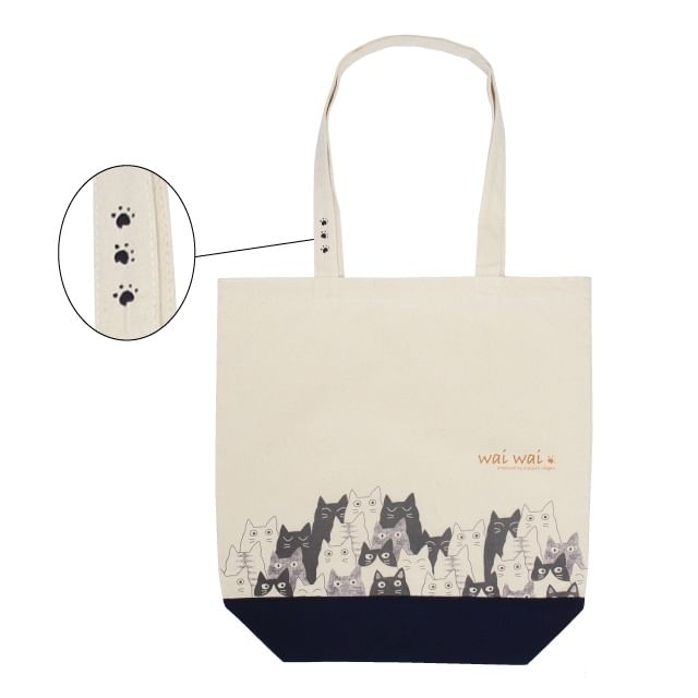 noafamily-Cat Switching Tote Bag M Navy
