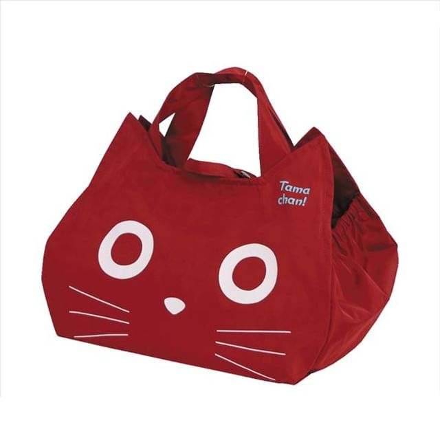 noafamily-Cat Tama-chan Face Foldable Bag Red