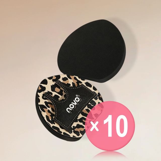 NOVO-Leopard Print Soft Vest Makeup Puff 10pcs Bundle Set