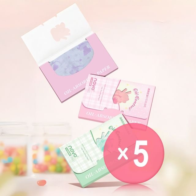 NOVO-Refreshing Oil-Control Printed Blotting Paper - 3 Types 5pcs Bundle Set